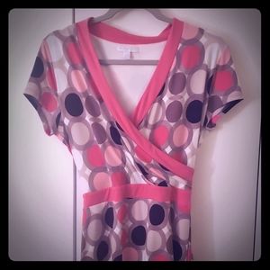 Faux Wrap Polka Dot Dress